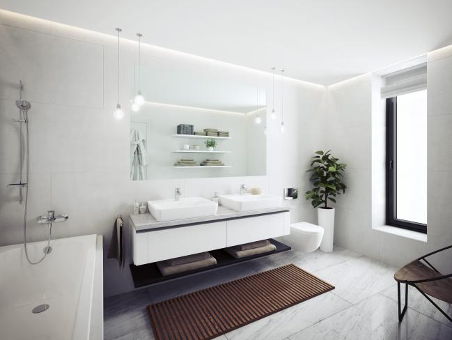 Koupelny s velkým oknem nabízejí dostatek denního světla